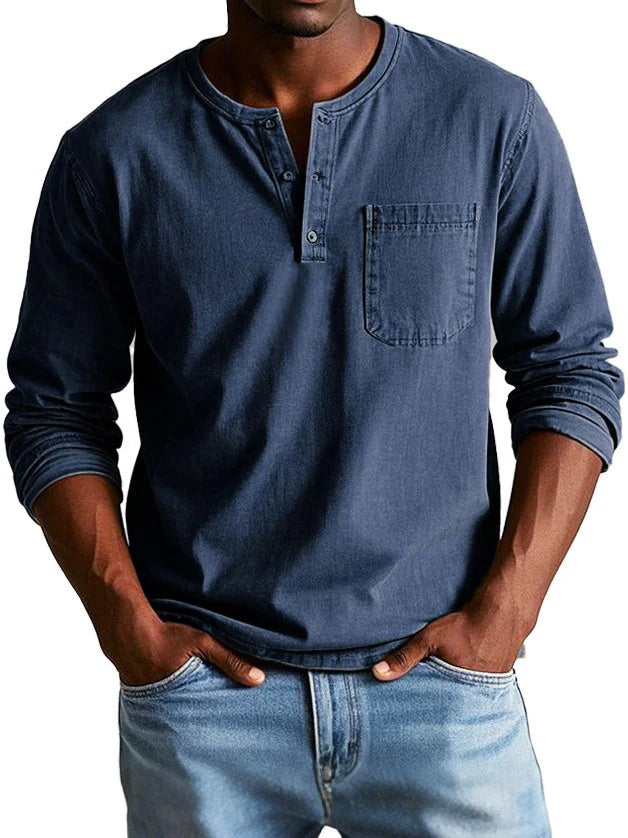 Men's Sweater with Long Sleeves – Classic Fit – Soft Cotton Feel – Chest Pocket