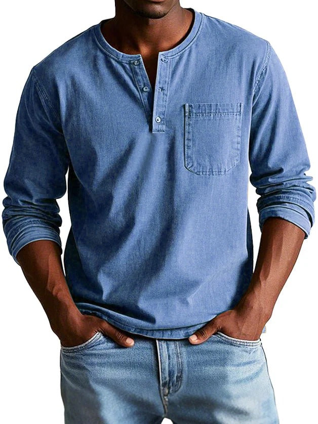 Men's Sweater with Long Sleeves – Classic Fit – Soft Cotton Feel – Chest Pocket