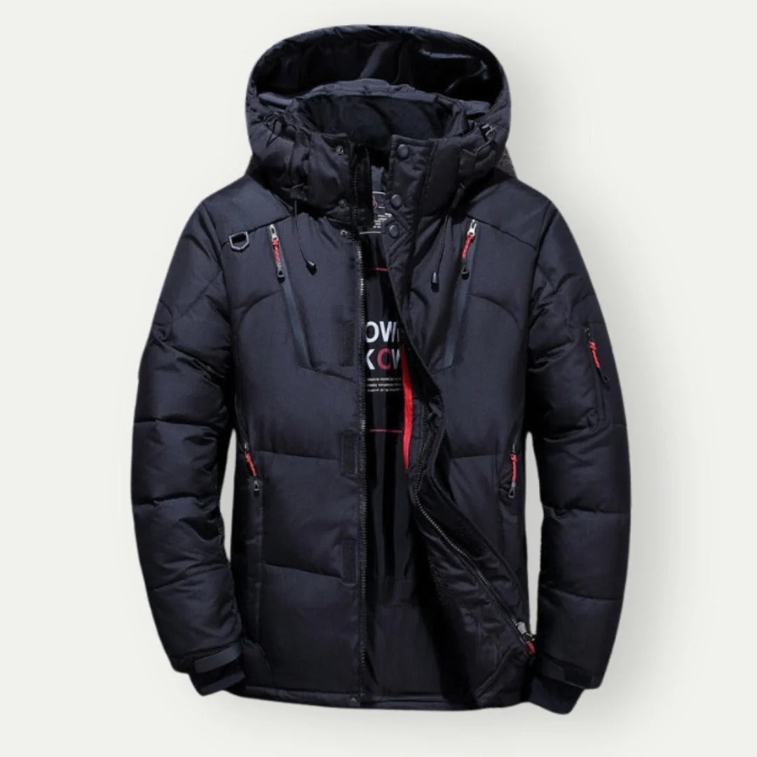 Men's Down Jacket – Water-Repellent – Regular Fit – Quilted with Hood and Zipper