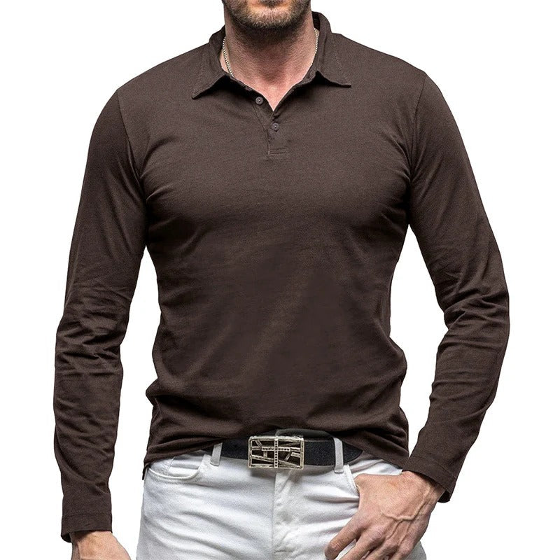 Men's Piqué Shirt – Slim Fit – Long Sleeve – Button Closure – Cotton – Smart Casual