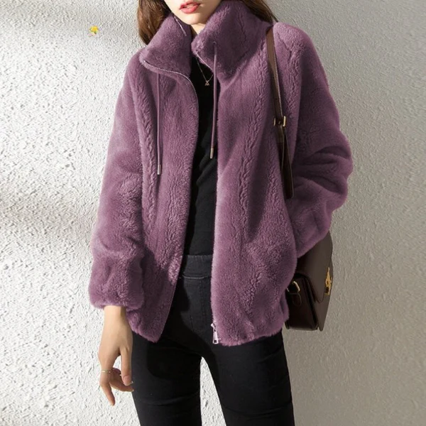 Women's Fleece Jacket – Reversible – Oversized Fit – High Collar – Zipper