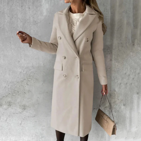 Women's Trench Coat – Tailored Fit – Wool – Double-Breasted – Knee-Length