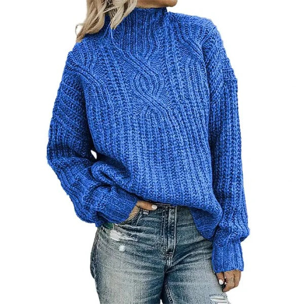 Women's Sweater – Oversized Fit – Wool Blend – Cable Knit – Dropped Shoulders