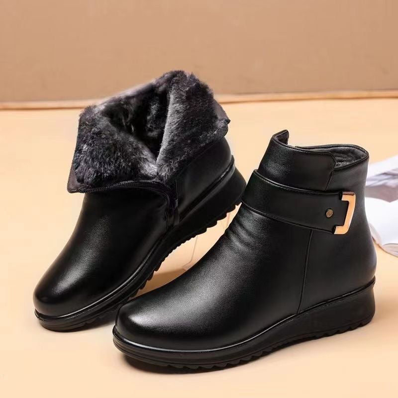 Women's Ankle Boots – Leather – Warm Lined – Structured Fit – Buckle – Non-Slip Sole