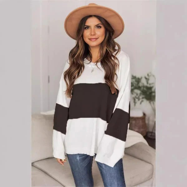 Women's Sweater – Oversized Fit – Knitted Texture – Wide Sleeves – Relaxed Style