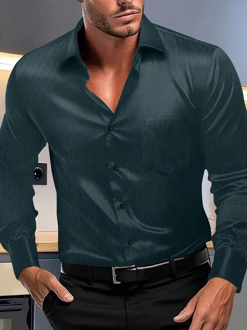Men's Shirt with Buttons – Slim Fit – Silky Feel – Pointed Collar – Chest Pocket
