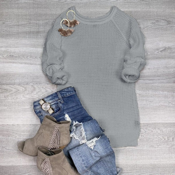 Women's Knitted Sweater – Oversized Fit – Wool – Cowl Neck – Side Split Casual Style