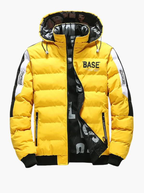 Men’s Jacket - Woven Blend - Hooded High Stand Collar - Quilted Hip Length