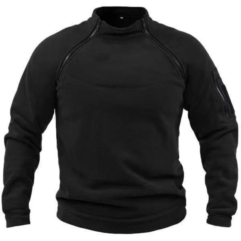Men's Pullover – Fleece – Relaxed Fit – High Collar – Zipper Sleeve Pocket