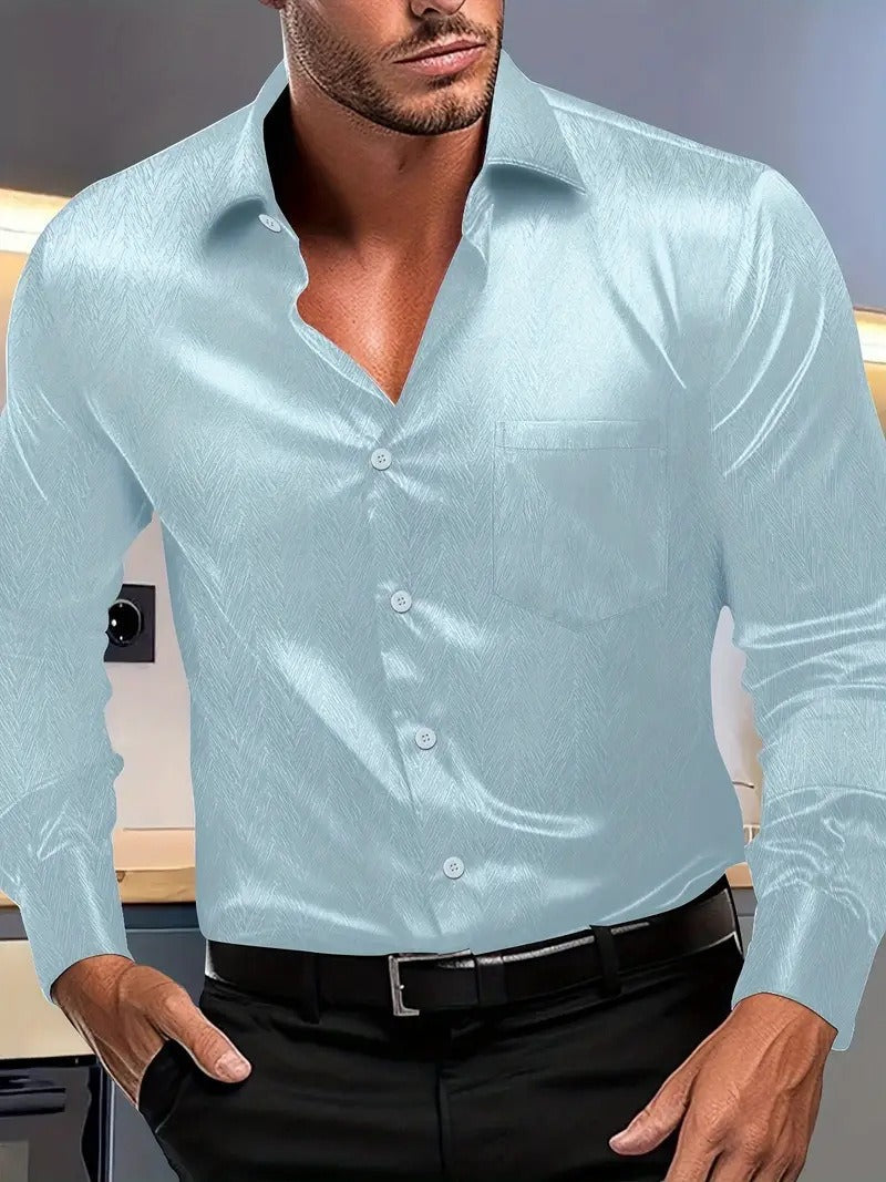 Men's Shirt with Buttons – Slim Fit – Silky Feel – Pointed Collar – Chest Pocket