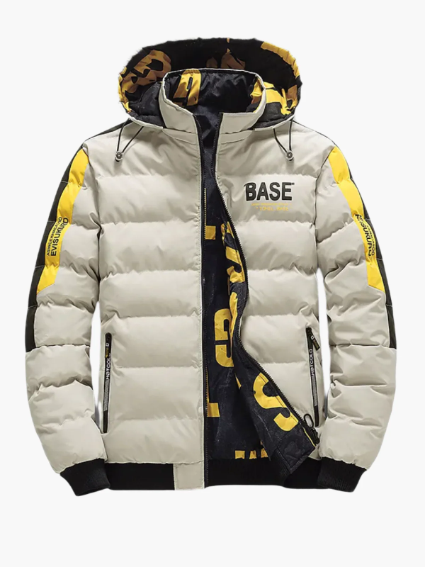 Men’s Jacket - Woven Blend - Hooded High Stand Collar - Quilted Hip Length