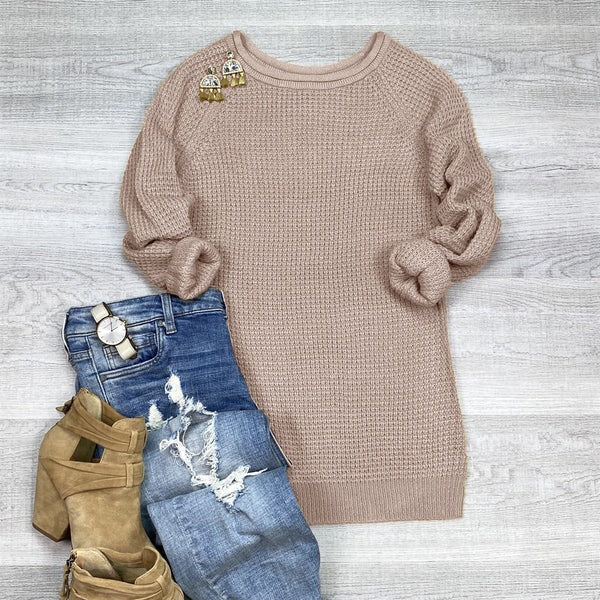 Women's Knitted Sweater – Oversized Fit – Wool – Cowl Neck – Side Split Casual Style