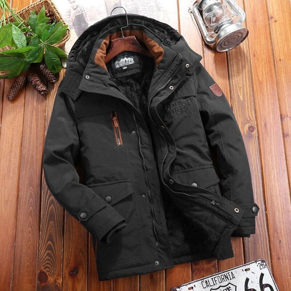 Men's Jacket – Oversized Fit – Padded Fleece Lining – Hood – Multiple Pockets