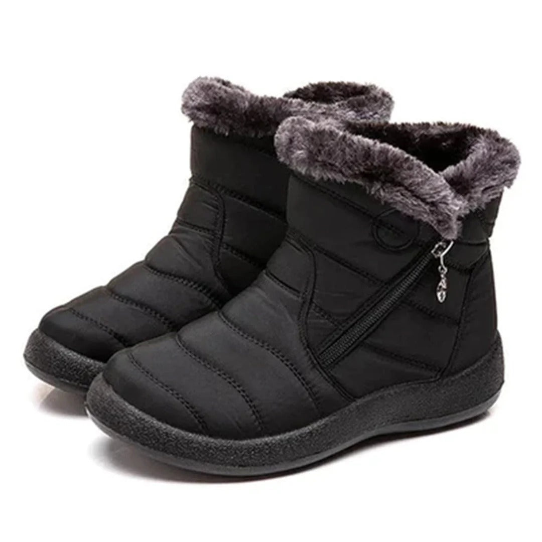 Women's Ankle Boots – Quilted Water-Repellent – Faux Fur Lining – Zipper Comfort Fit