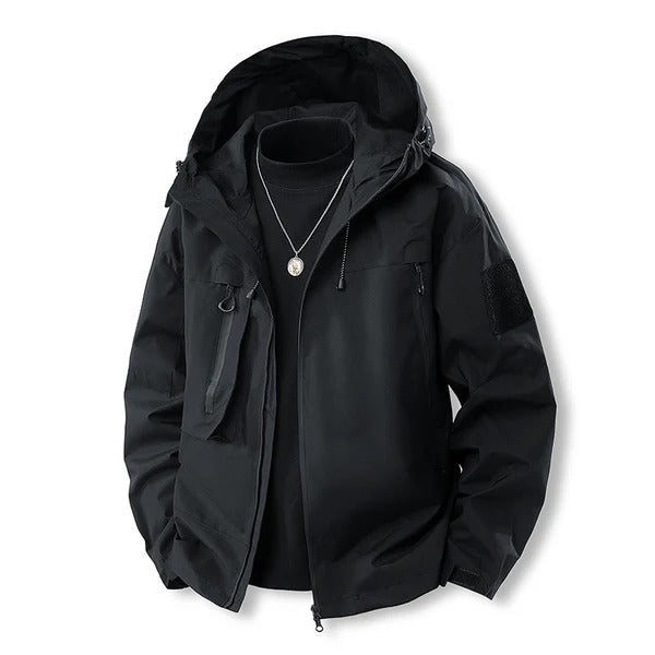 Men's Jacket – Waterproof – Regular Fit – Breathable – Hood – Zipper – Pockets