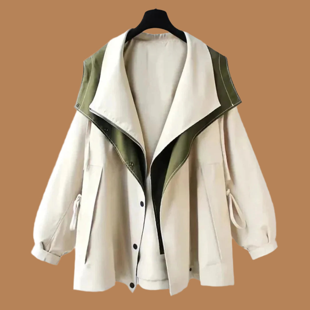 Women's Coat – Oversized Fit – Wool Blend – Statement Collar – Adjustable Cuffs
