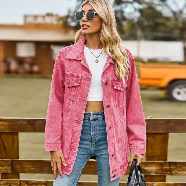 Women's Jacket in Denim – Oversized Fit – With Hood – Knee-Length – Relaxed Style