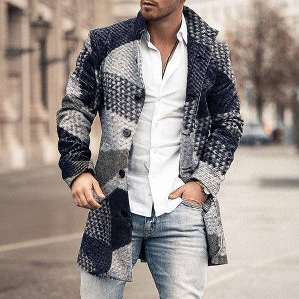 Men's Coat – Wool Blend – Tailored Fit – Classic Wide Lapel