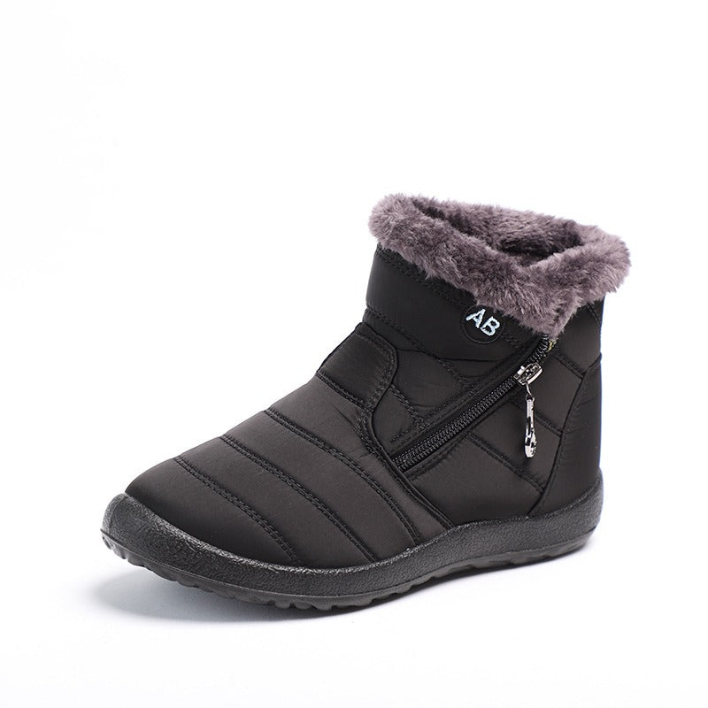 Women's Ankle Boots – Quilted Waterproof – Faux Fur Lined – Zipper – Flat Sole