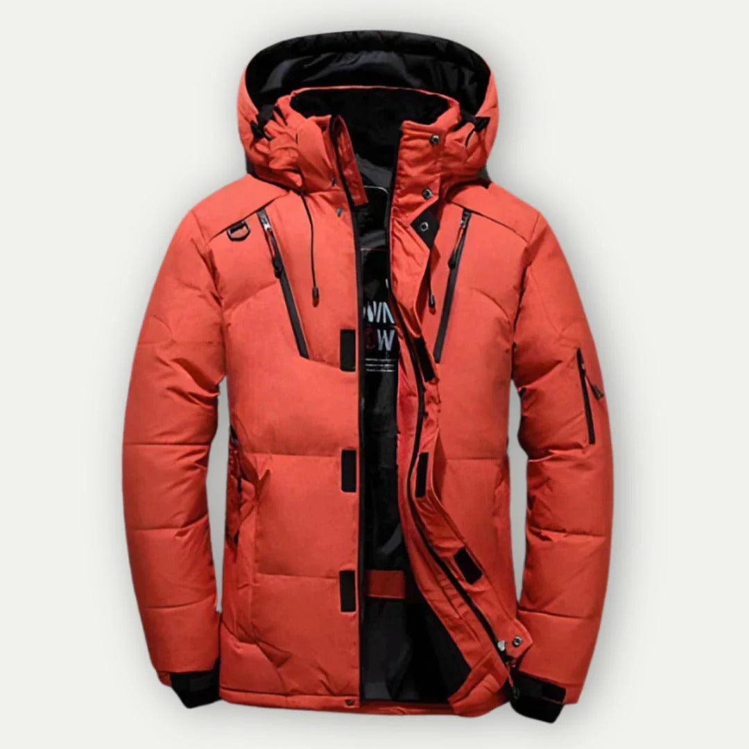 Men's Down Jacket – Water-Repellent – Regular Fit – Quilted with Hood and Zipper