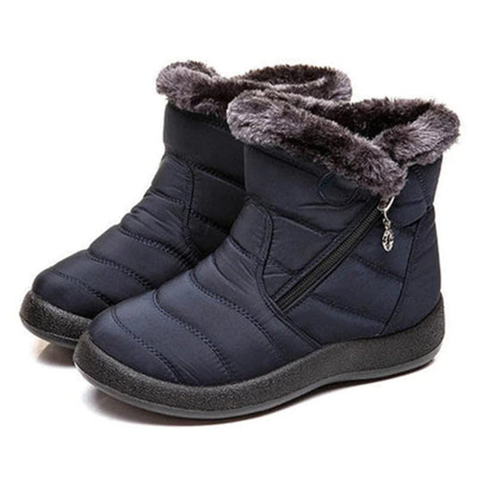 Women's Ankle Boots – Quilted Water-Repellent – Faux Fur Lining – Zipper Comfort Fit