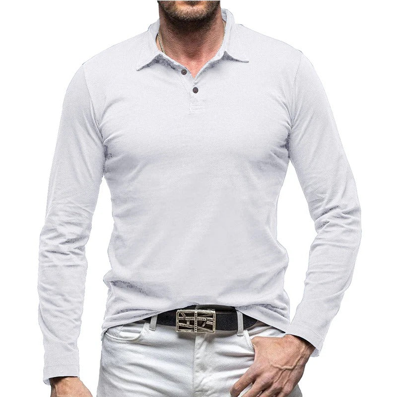 Men's Piqué Shirt – Slim Fit – Long Sleeve – Button Closure – Cotton – Smart Casual