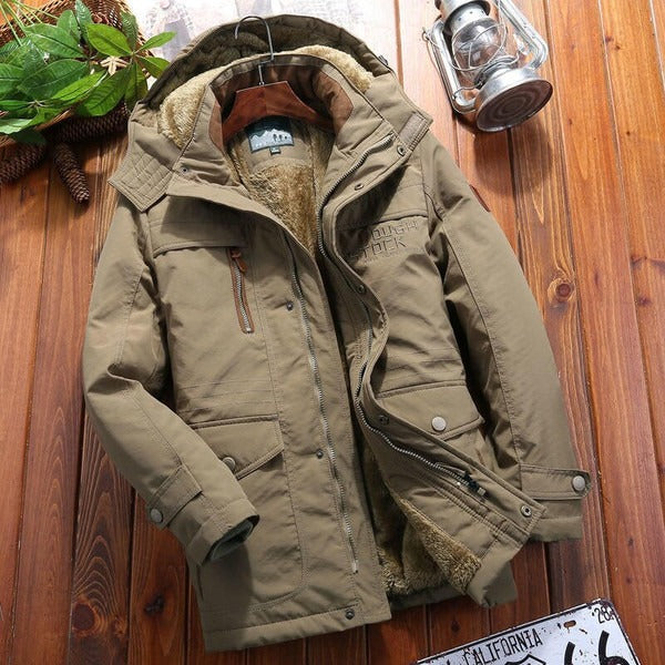Men's Jacket – Oversized Fit – Padded Fleece Lining – Hood – Multiple Pockets