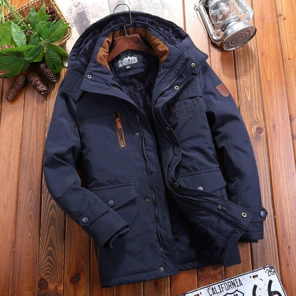 Men's Jacket – Oversized Fit – Padded Fleece Lining – Hood – Multiple Pockets