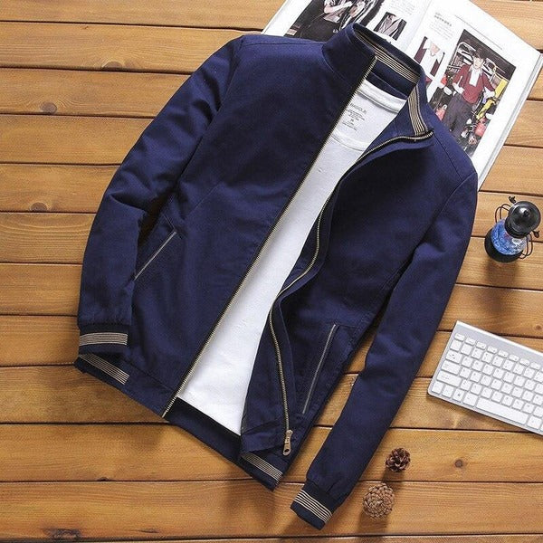 Men's Jacket – Slim Fit – Lightweight Fabric – Stand Collar – Zipper Pockets