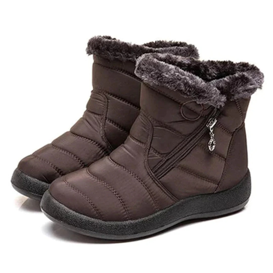 Women's Ankle Boots – Quilted Water-Repellent – Faux Fur Lining – Zipper Comfort Fit
