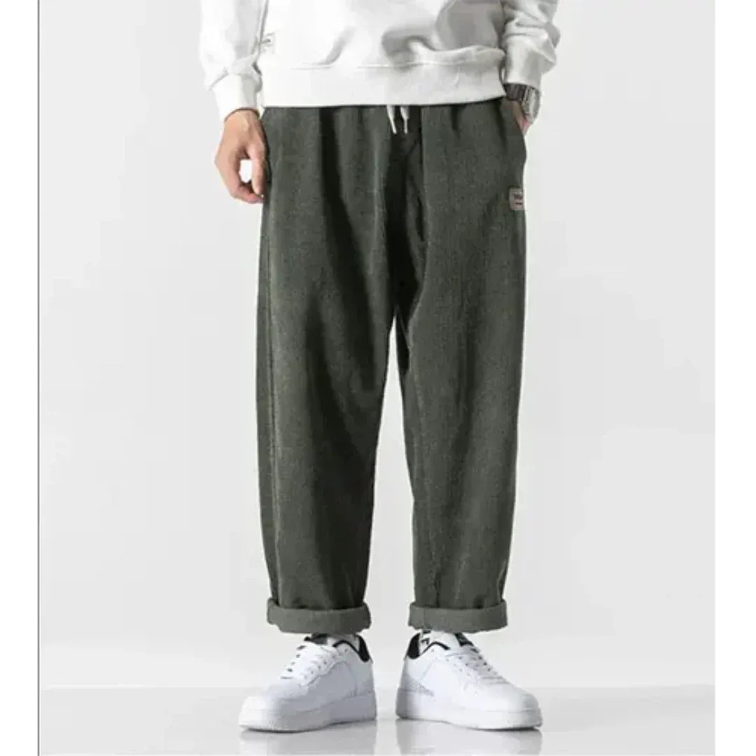 Men's Corduroy Trousers – Oversized Fit – Ribbed Texture – Relaxed Style