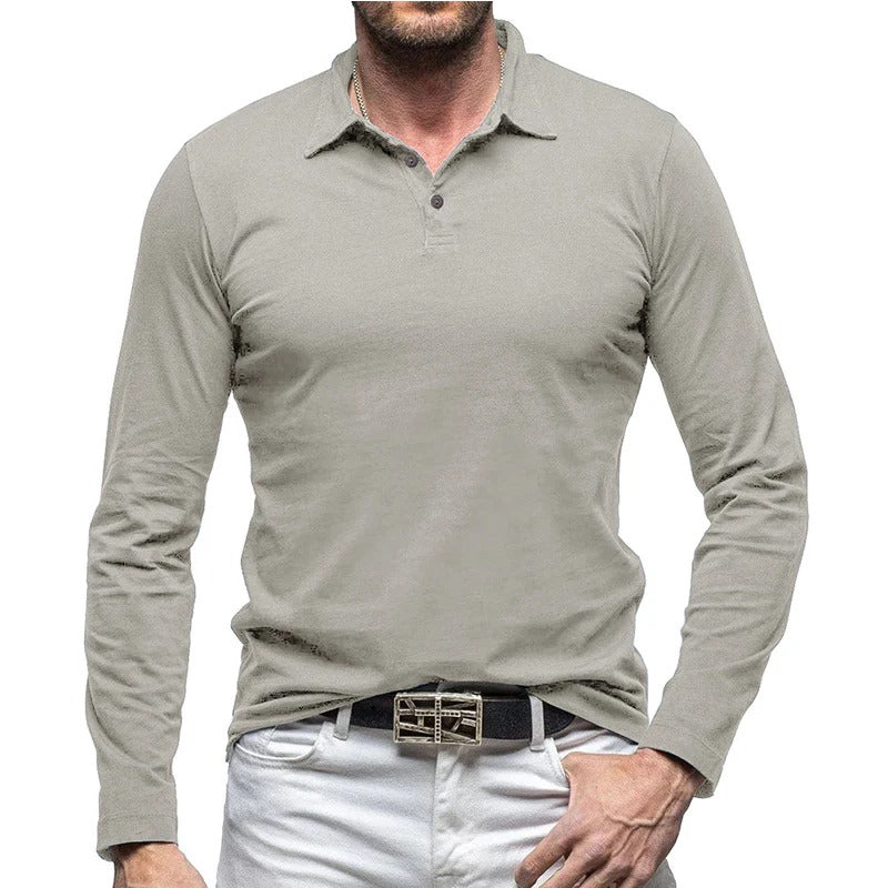 Men's Piqué Shirt – Slim Fit – Long Sleeve – Button Closure – Cotton – Smart Casual