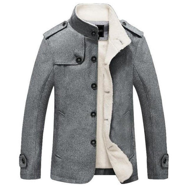 Men's Trench Coat – Wool Blend – Tailored Fit – Double-Breasted with Epaulettes
