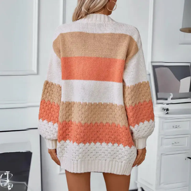Women's Knitted Cardigan – Soft Wool Blend – Chunky Knit – Long Sleeves – Relaxed Fit