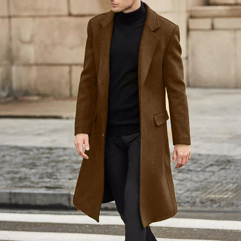 Men's Coat – Wool Blend – Tailored Fit – Buttoned – Classic Formal Style