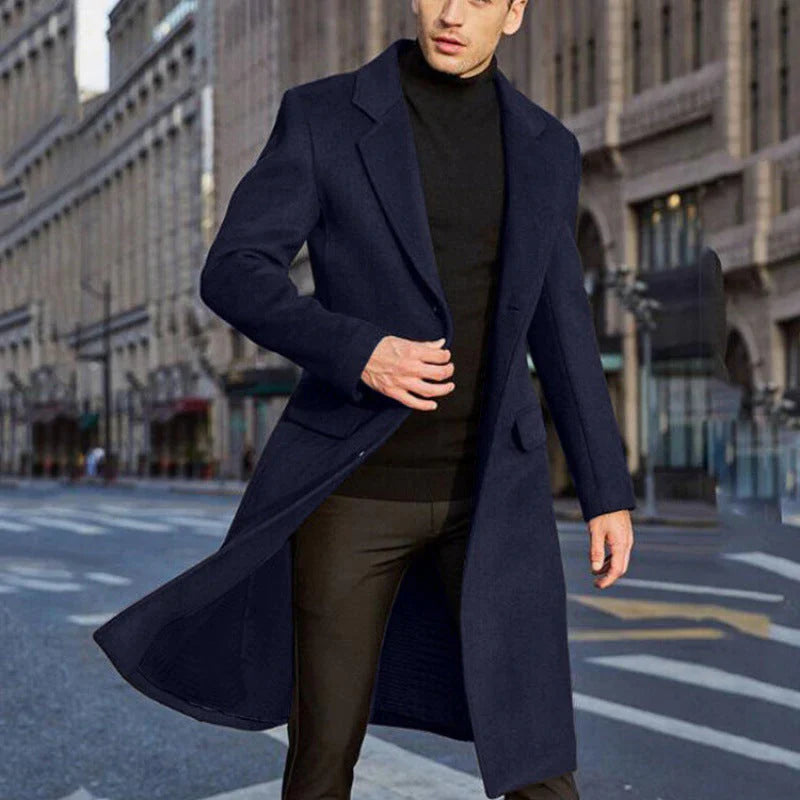 Men's Coat – Wool Blend – Tailored Fit – Buttoned – Classic Formal Style