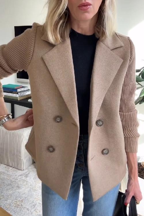 Women's Blazer – Tailored Fit – Double-Breasted – Soft Structure – Ribbed Sleeves
