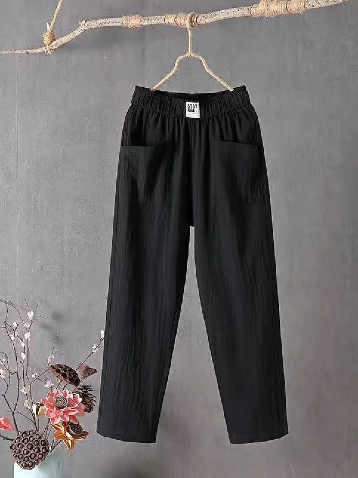 Women's Pants – Relaxed Fit – Full Length – Elastic Waist – Breathable Fabric