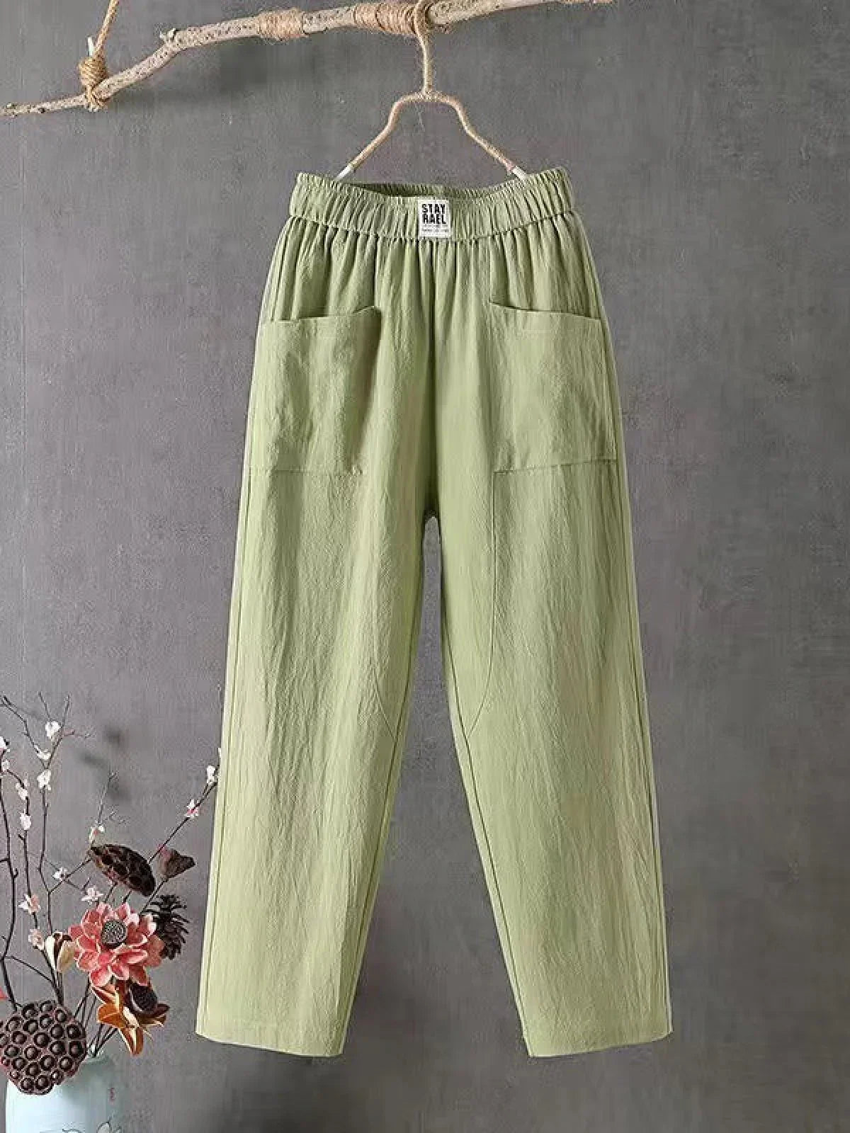 Women's Pants – Relaxed Fit – Full Length – Elastic Waist – Breathable Fabric