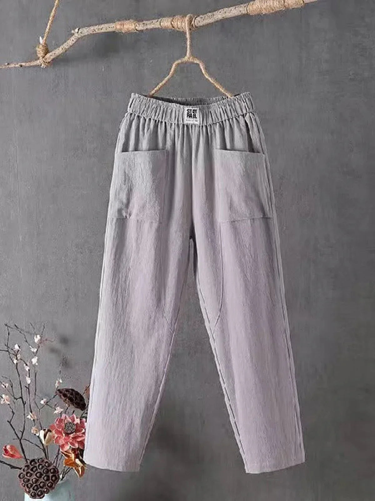 Women's Pants – Relaxed Fit – Full Length – Elastic Waist – Breathable Fabric