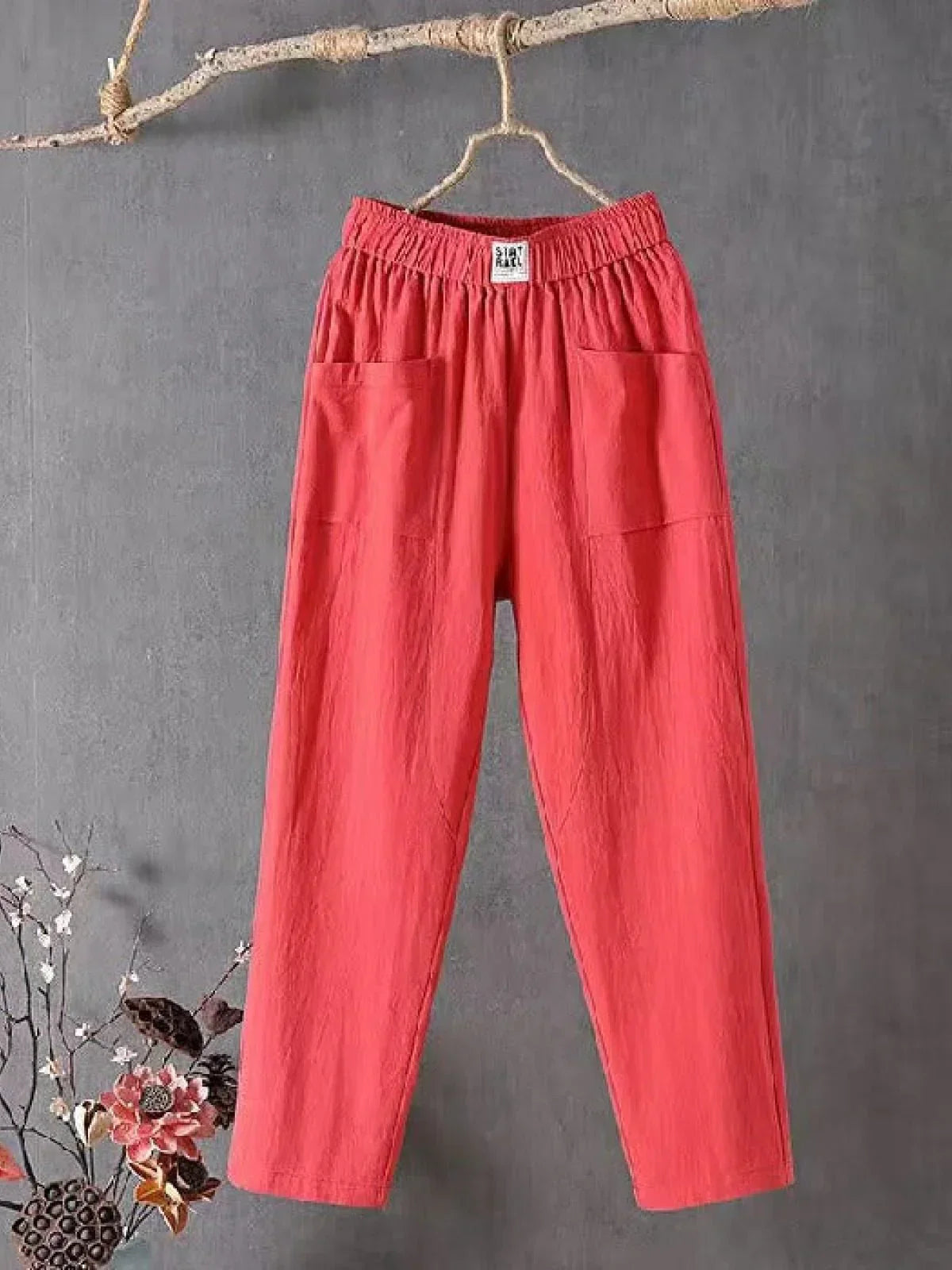 Women's Pants – Relaxed Fit – Full Length – Elastic Waist – Breathable Fabric