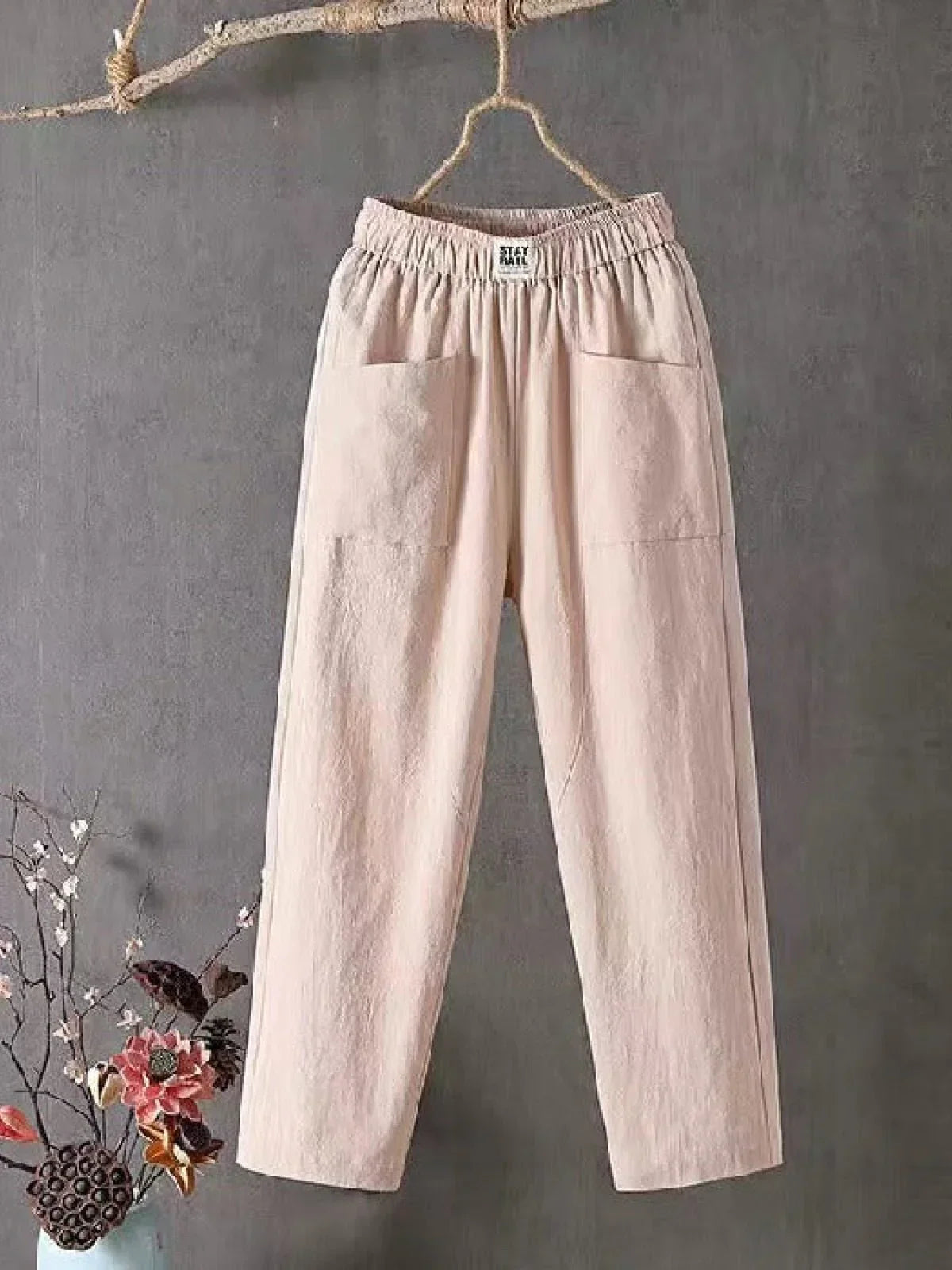 Women's Pants – Relaxed Fit – Full Length – Elastic Waist – Breathable Fabric