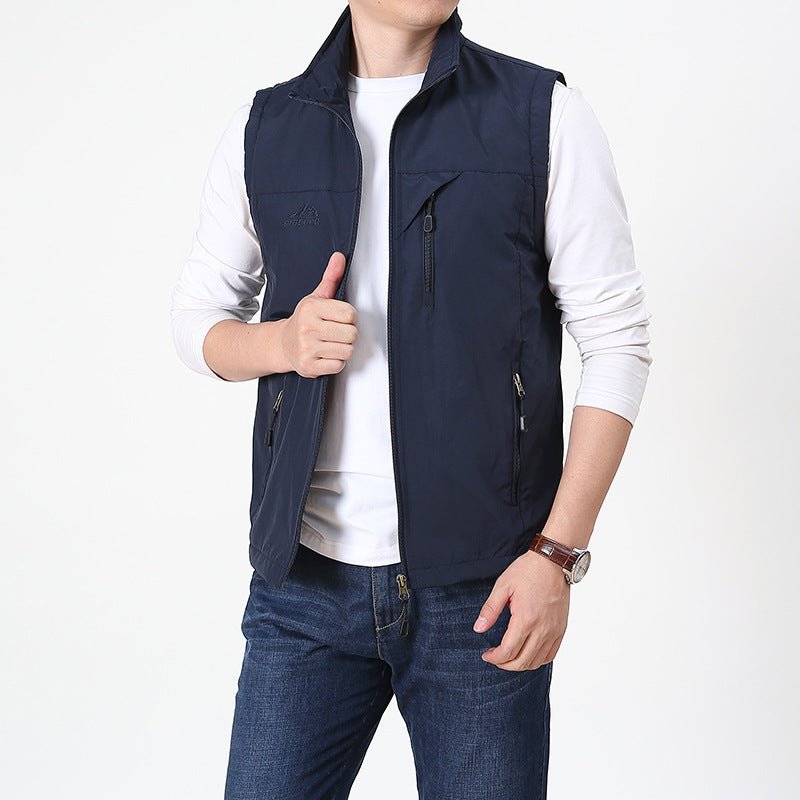 Men's Vest – Regular Fit – Breathable Light Material – Zipper – Chest Pocket