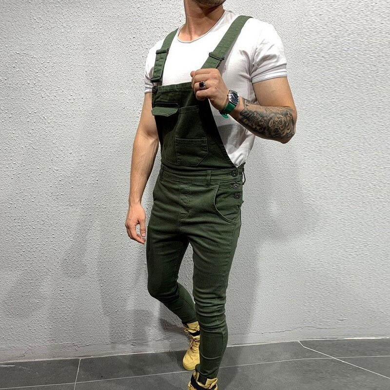 Men's Overalls - Slim Fit - Adjustable Straps - Practical Pockets - Tapered Legs