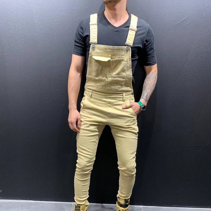 Men's Overalls - Slim Fit - Adjustable Straps - Practical Pockets - Tapered Legs