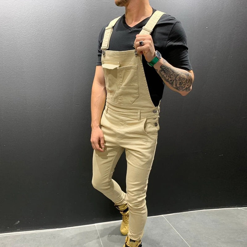Men's Overalls - Slim Fit - Adjustable Straps - Practical Pockets - Tapered Legs