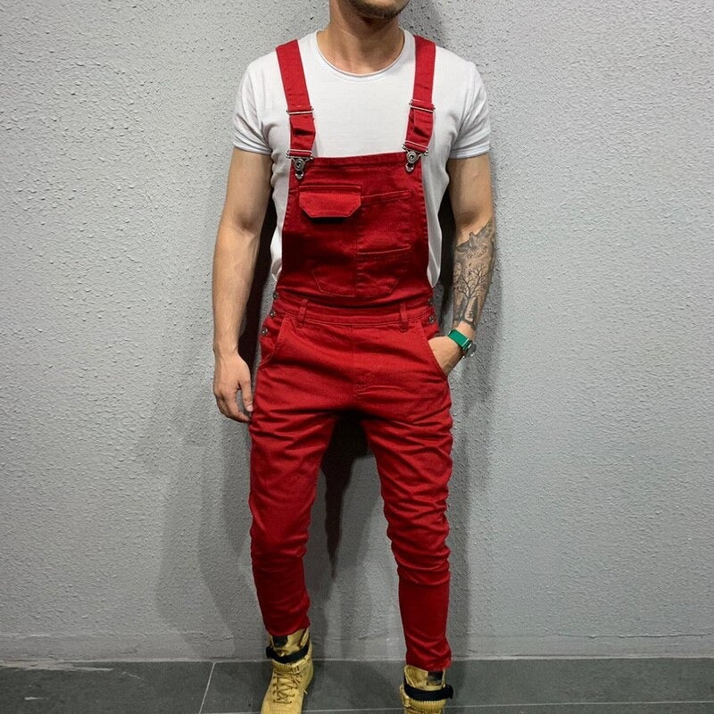 Men's Overalls - Slim Fit - Adjustable Straps - Practical Pockets - Tapered Legs
