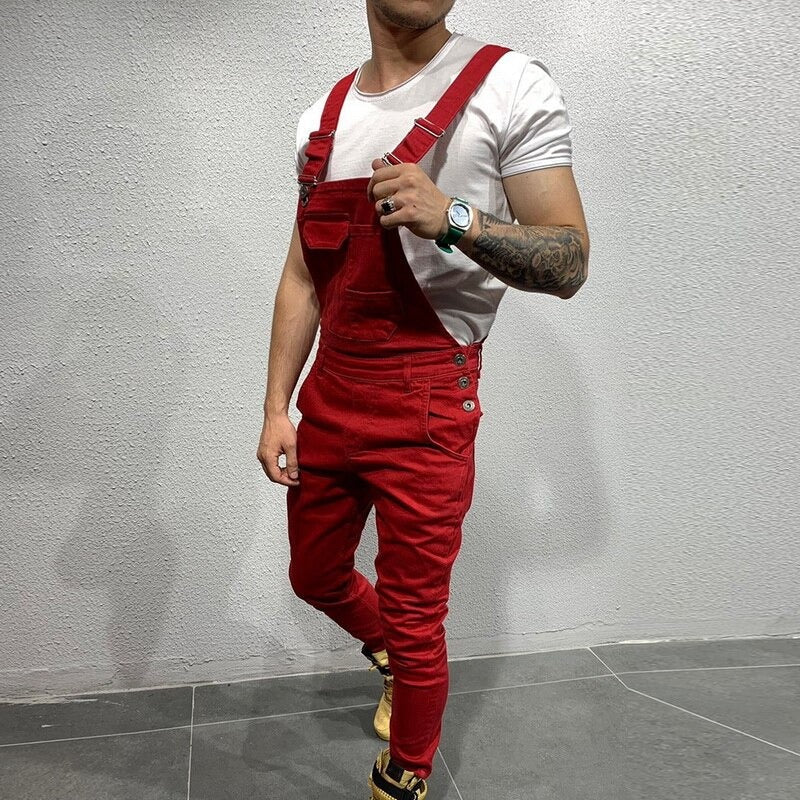 Men's Overalls - Slim Fit - Adjustable Straps - Practical Pockets - Tapered Legs
