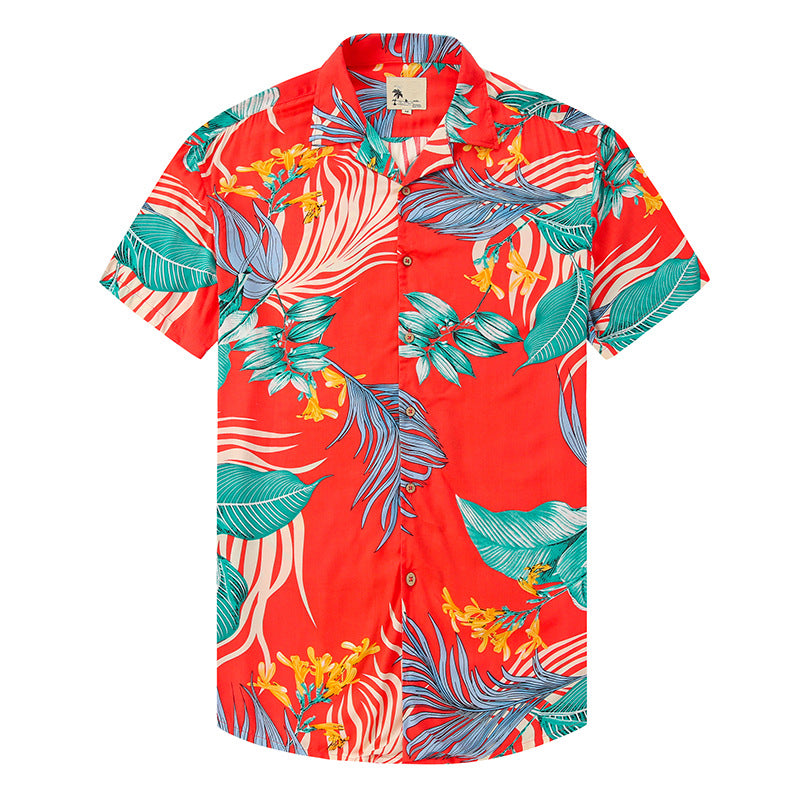 Men's Shirt – Hawaiian Shirt – Short Sleeve – Breathable Cotton – Casual Button Closure