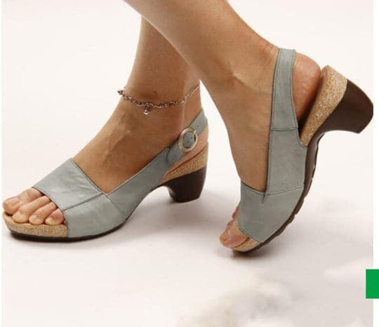 Women's Slingback Sandals – Low Block Heel – Open Toe – Adjustable Strap – Comfortable